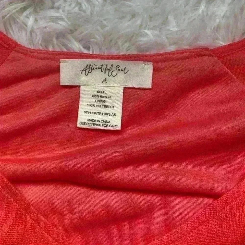 A Beautiful Soul coral flutter sleeve blouse. Plus, size. Size 1X. - Picture 3 of 5